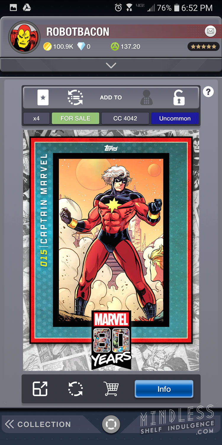 Topps Marvel Collect Wasp #29 80 Years Celebration 800cc DIGITAL CARD 